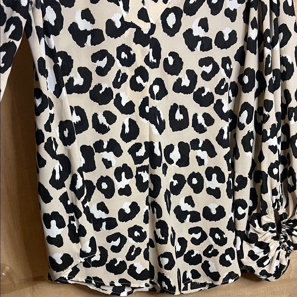 Adrienne Black and Cream Leopard Print Blouse - Picture 8 of 9